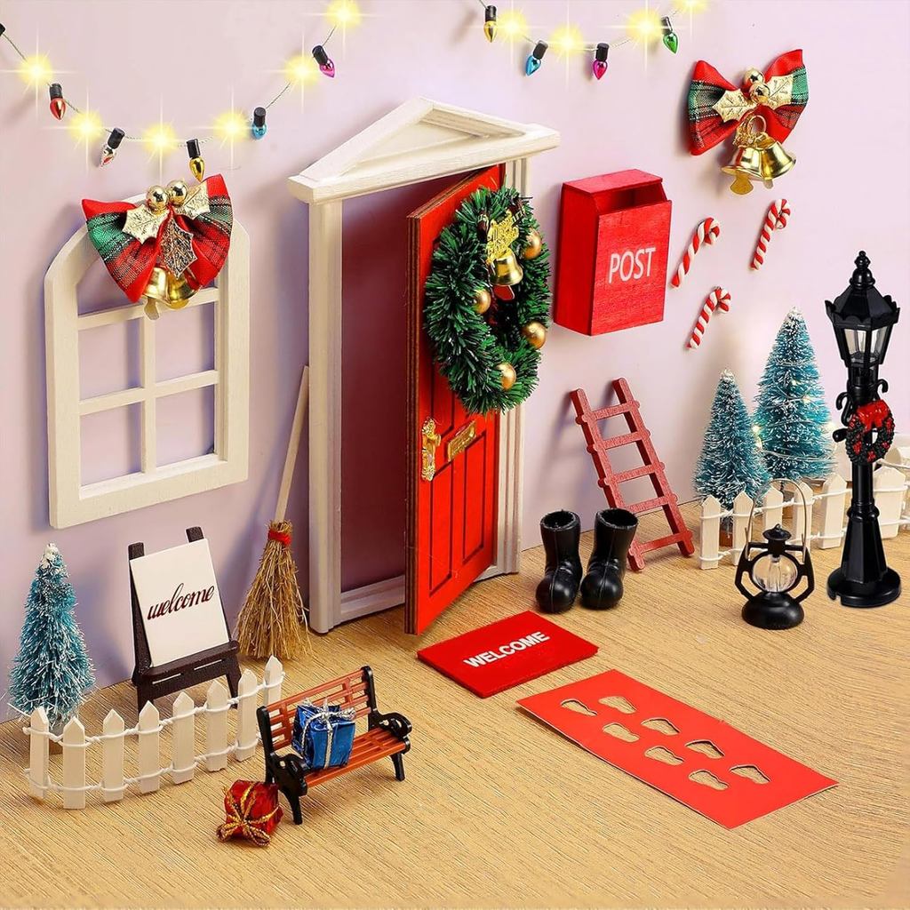 Syhood 29 ชิ้นคริสต์มาส Fairy ตกแต่งประตู Miniature Enchanted Fairy ชุดประตูเล็กๆกลางแจ้ง Xmas Decor