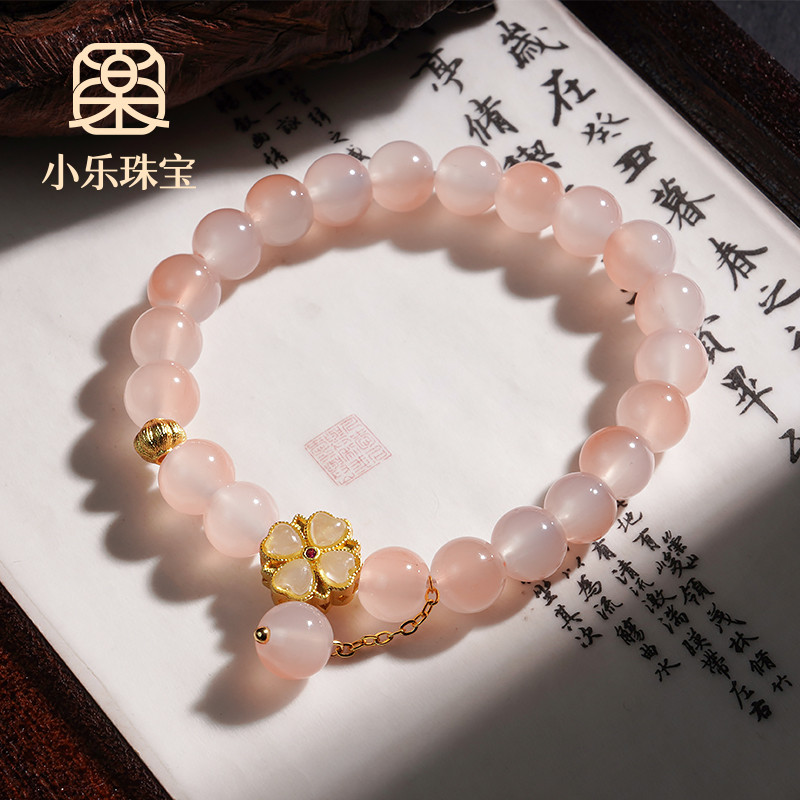 coquette bracelet กำไลข้อมือผู้หญิง สร้อยข้อมือนําโชคโคลเวอร์สีส้มอบอุ่น - Y1151