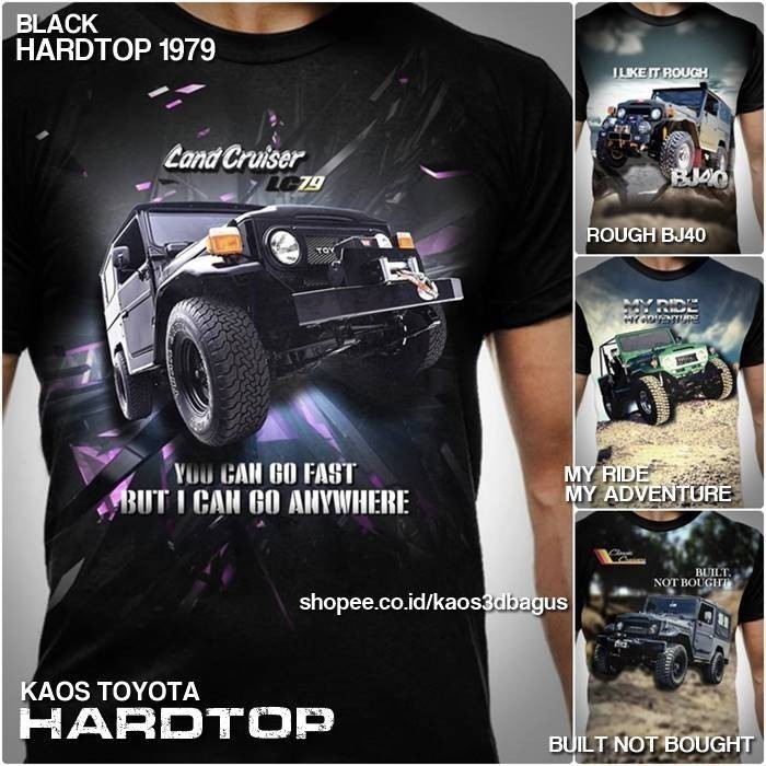 แฟชั่น 2025 เสื้อยืด TOYOTA HARDTOP Land Cruiser FJ40 รถ BLACK HARDTOP เสื้อยืดชุมชน