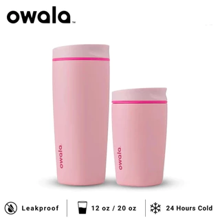 Owala SmoothSip Slider 20oz & 12oz แก้วกาแฟสแตนเลสหุ้มฉนวนสุญญากาศ, ถ้วยเดินทางในสํานักงาน