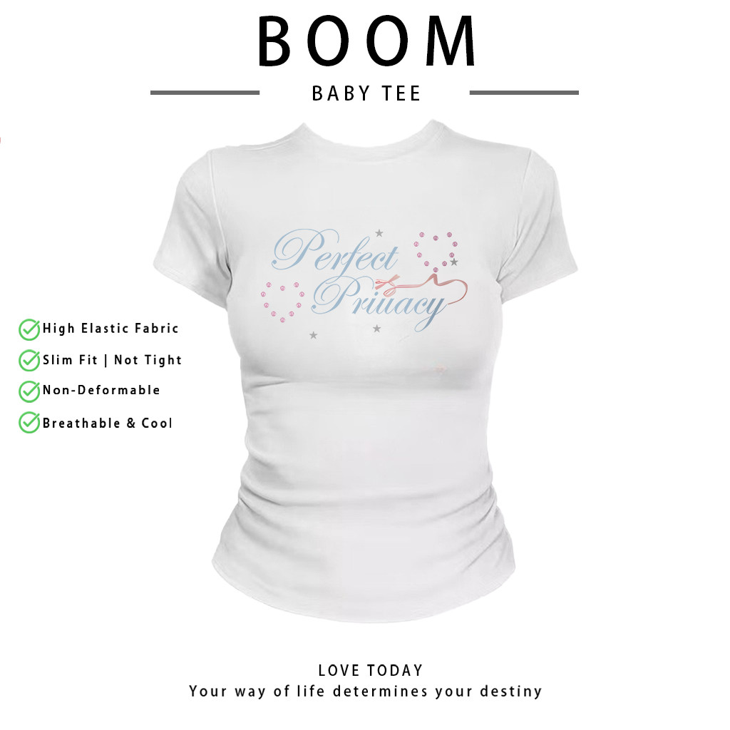 COD（จัดส่งภายใน 24 ชั่วโมง）เสื้อสาวอวบ เสื้อครอปท็อป แขนสั้น babytee สไตล์เกาหลี y2k T-shirt | Perfect Privacy