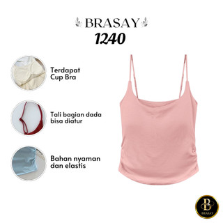 Brasay Tanktop Wanita With Bra Cup Tali Kecil Elastis Tanpa Kawat Atasan Wanita Crop Top 1240
