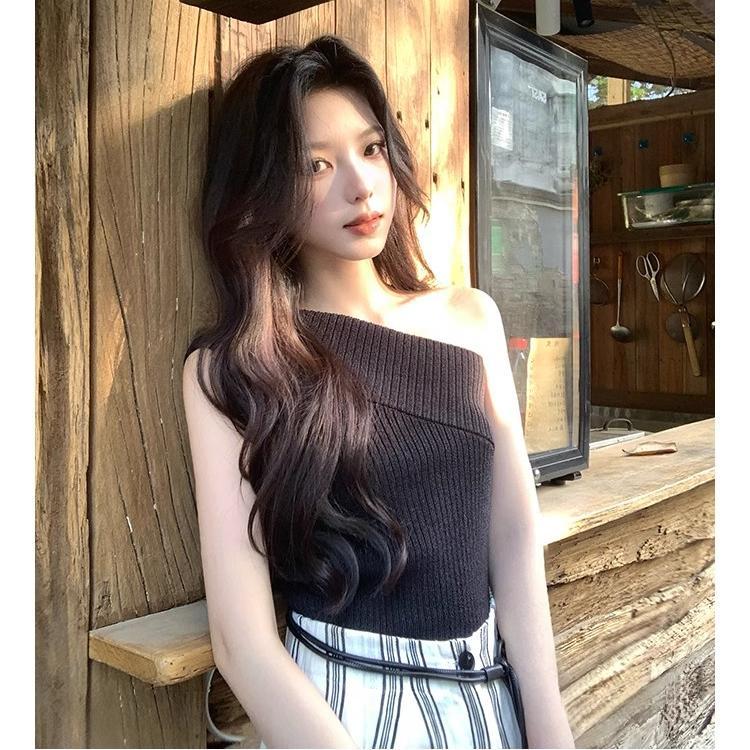 pitlu เสื้อท็อปสายเดี่ยวผ้าไหมสาย สีเบจ/น้ำตาล/ดำ/ขาว ขนาดS-L ใส่สวย ผ้านุ่ม แฟชั่นโดดเด่น - รูปที่ 3