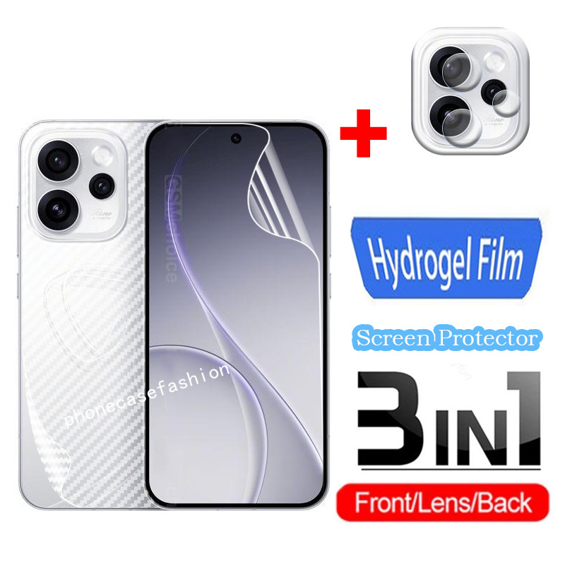 3in1 ป้องกันหน้าจอสําหรับOppo Reno 15 14 13 Pro 15pro 15C 15F 14pro 14F 13pro 13F Non-กระจกนิรภัยฟิล์มด้านหลังHydrogelนุ่มโปร่งใสกล้องกลับเลนส์ป้องกันฟิล์ม