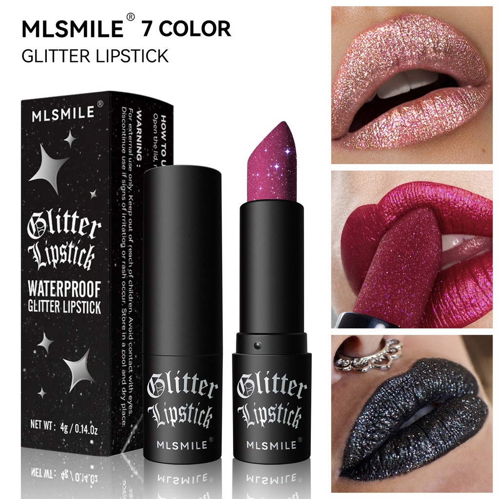 Premium In-Stock#MLSMILE Non-Stick Cup Matte Lipstick Sparkling Diamond Lipstick Lip Balm Halloween 