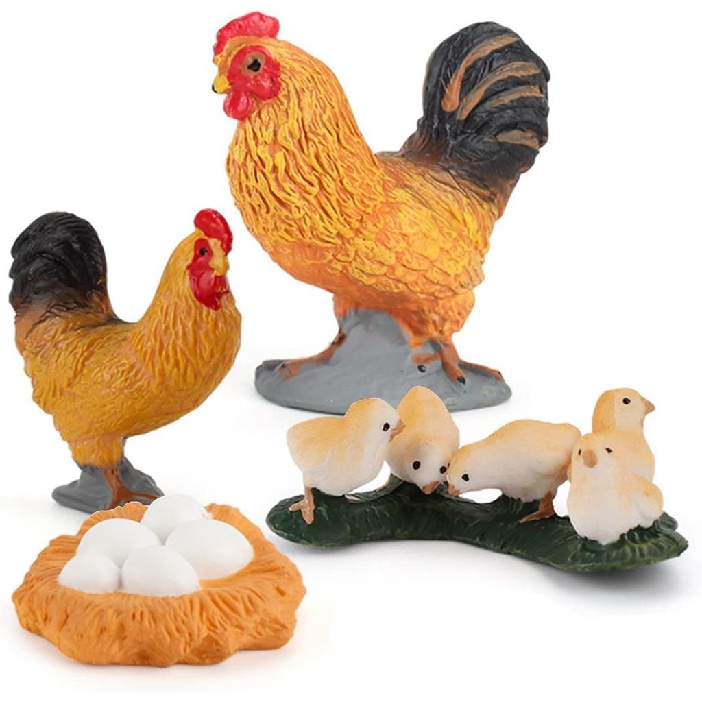 LC JoyCre Life Cycle of Chicken Toys Realistic Farm Animals Life Cycle Figurines Set Preschool Anima