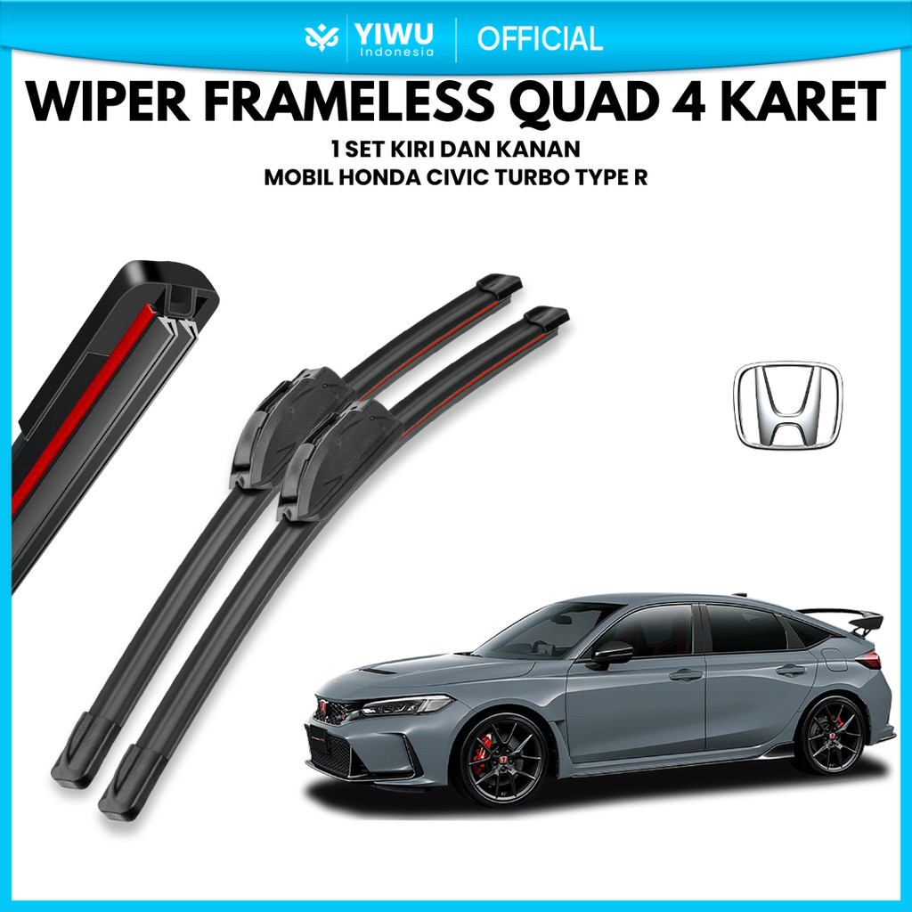 Honda Civic Turbo Type R Quad Wiper ใบมีดยาง 4 ชั้น 1 ชุดทําความสะอาดกระจกรถยนต์คู่ซ้ายและขวา