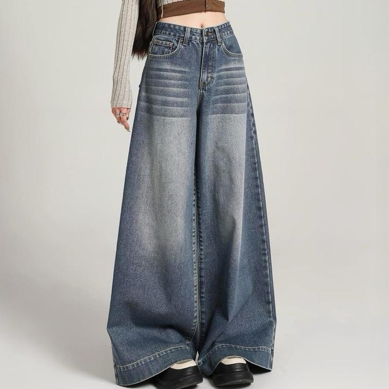 #339 (XS-6XL) jinjeans กางเกงทรงขากระบอกใหญ่ สาวอวบ ทรงหลวม ขาบาน เอวสูง