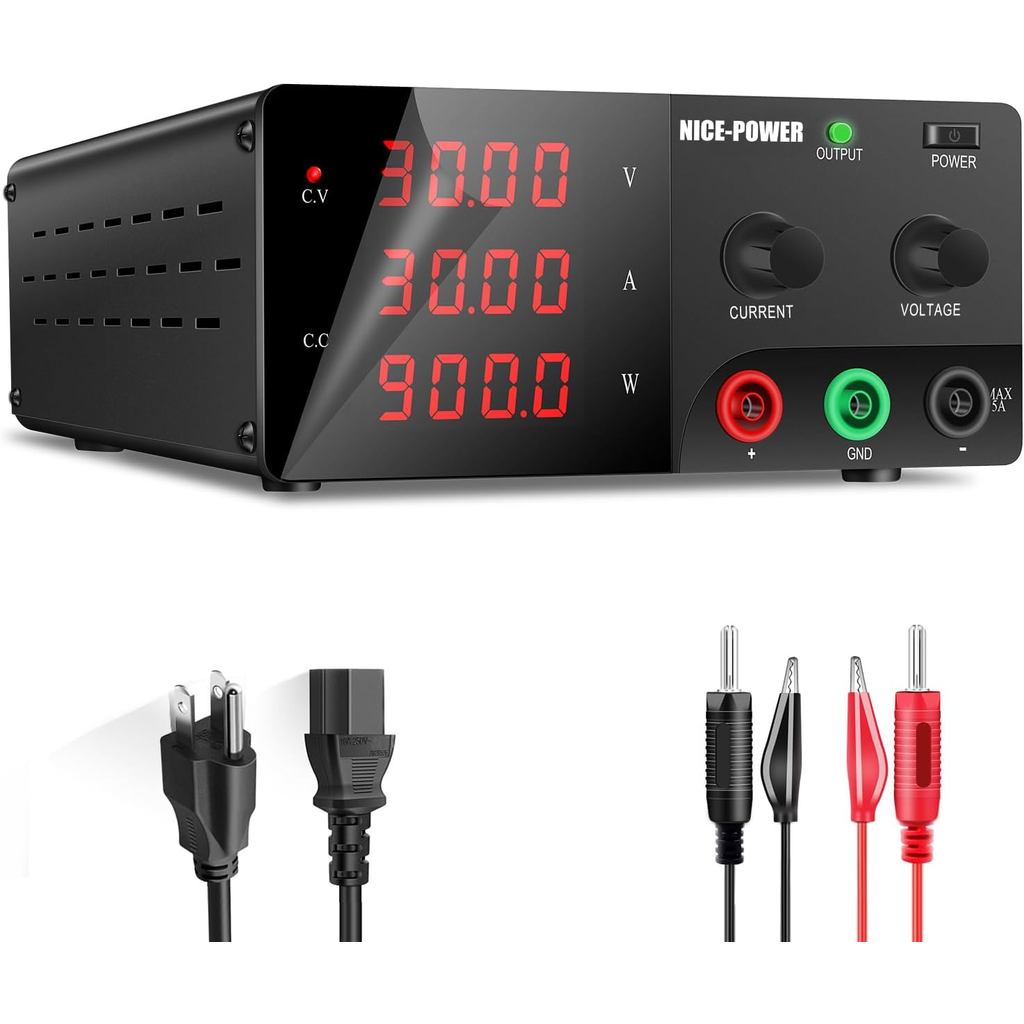NICE-POWER DC Power Supply Variable, 30V 30A 900W High Power Bench Power Supply พร้อม Encoder ปุ่มแล