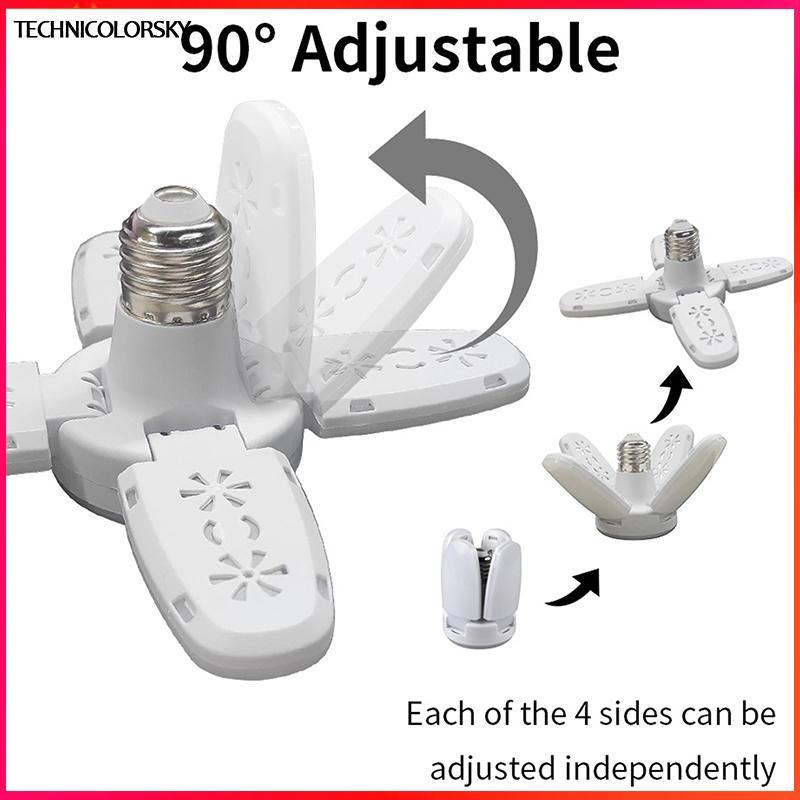 Technicolorsky 1PC E27 หลอดไฟ LED ในร่มหลอดไฟพัดลม Leaf Super Bright ตกแต่งบ้านห้องนั่งเล่นจัดแต่งทร