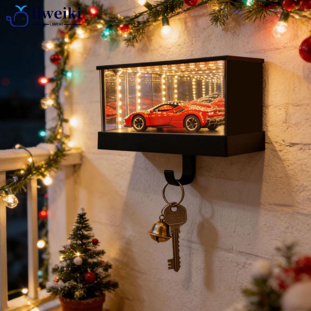 LIWEKI Wall Mount รถโรงรถผู้ถือ LED Light Mirrored Key Organizer Entryway Mail ประตูพวงกุญแจชั้นเก็บ