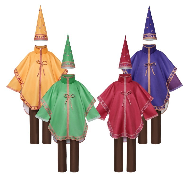 Magic Robe เกม Yap คอสเพลย์เครื่องแต่งกายสีเขียวสีม่วงสีเหลือง 3 สี Magical ชุดเด็กผู้ใหญ่ฮาโลวีน Na