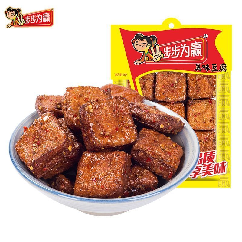 2026新品步步为赢75g美味豆腐豆干湖南特产休闲零食小吃童年回忆麻辣香辣Step by step to win 75g delicious tofu dried bean curd Hunan202