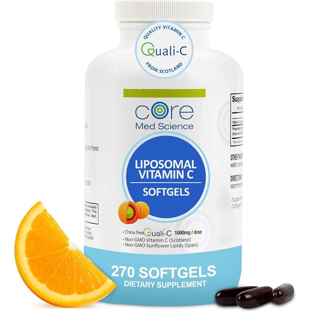 Core Med Sciences Lipid Vitamin C 1,000mg, 270 Soft Capsules-อาหารเสริมวิตามินซีไขมันธรรมชาติที่ไม่ใ