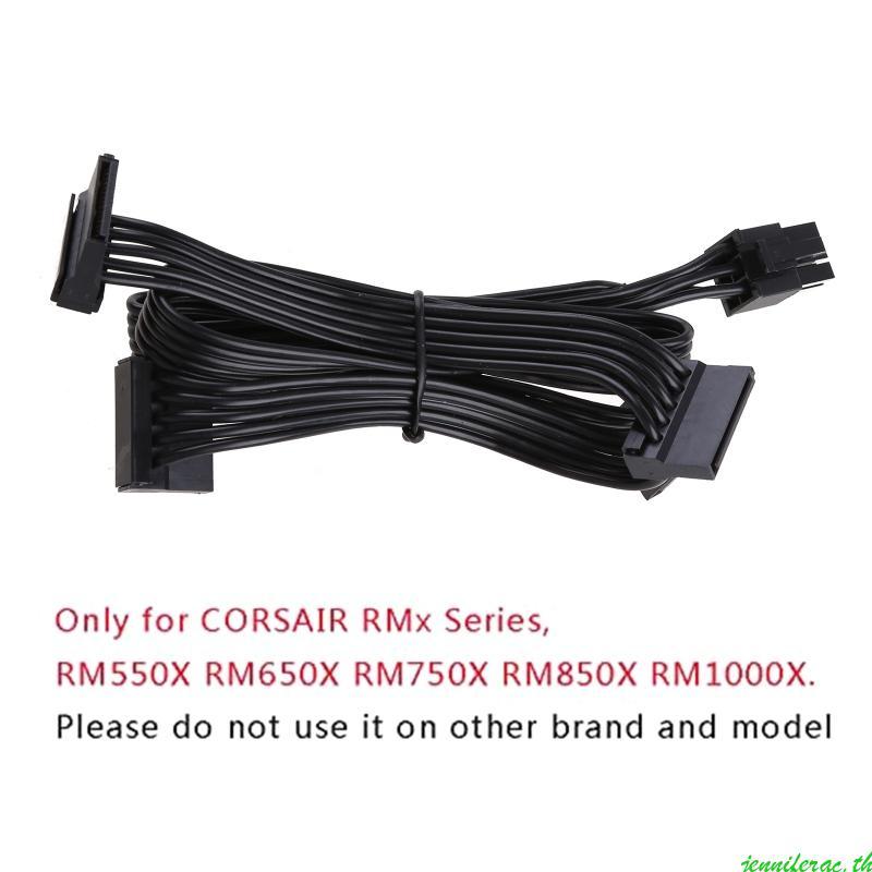 Jenniferac GPU PCI สําหรับ express 6Pin ชาย 1 ถึง 4 SSD สายไฟสําหรับ Corsair RM6