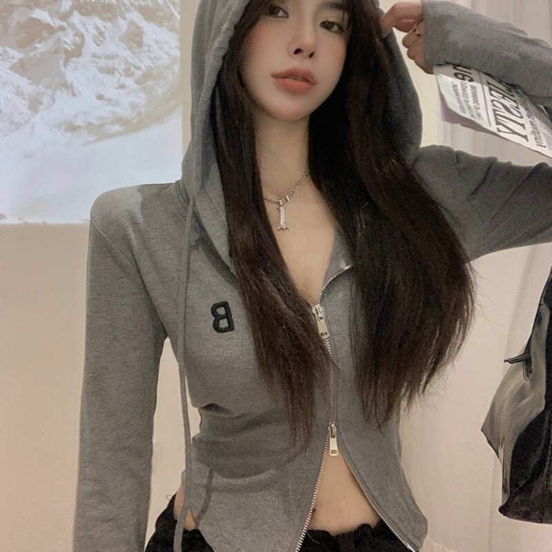 Pure Desire Hot Girl Hooded Short Jacket Womens V tuber Short Sleeves 外套 Female V 拉质感短袖衬衫妈妈妈妈妈妈妈妈妈妈妈
