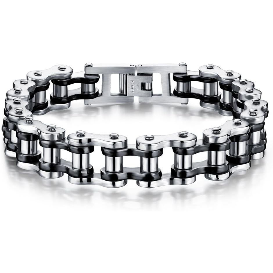 Jonline24h Mens Womens Stainless Steel Motorcycle Biker Chain Heavy Bracelet Rock Link Bracelet