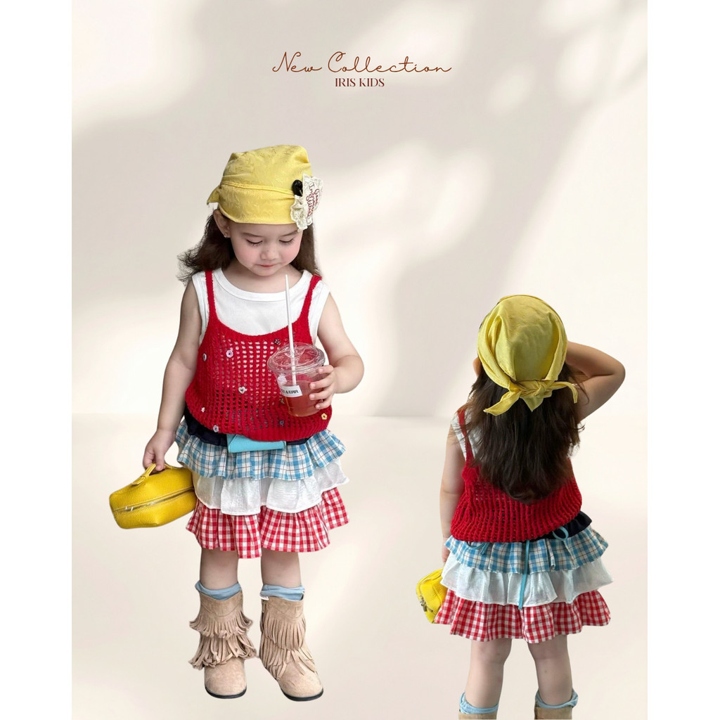 「สินค้าลิขสิทธิ์แท้」IRIS KIDS 26ss IKS260319 Tiny Noble Set ชุดเด็กผู้หญิง ใส่เที่ยวคาเฟ่ ถ่ายรูปสวย สีสันสดใส ชุดแฟชั่น