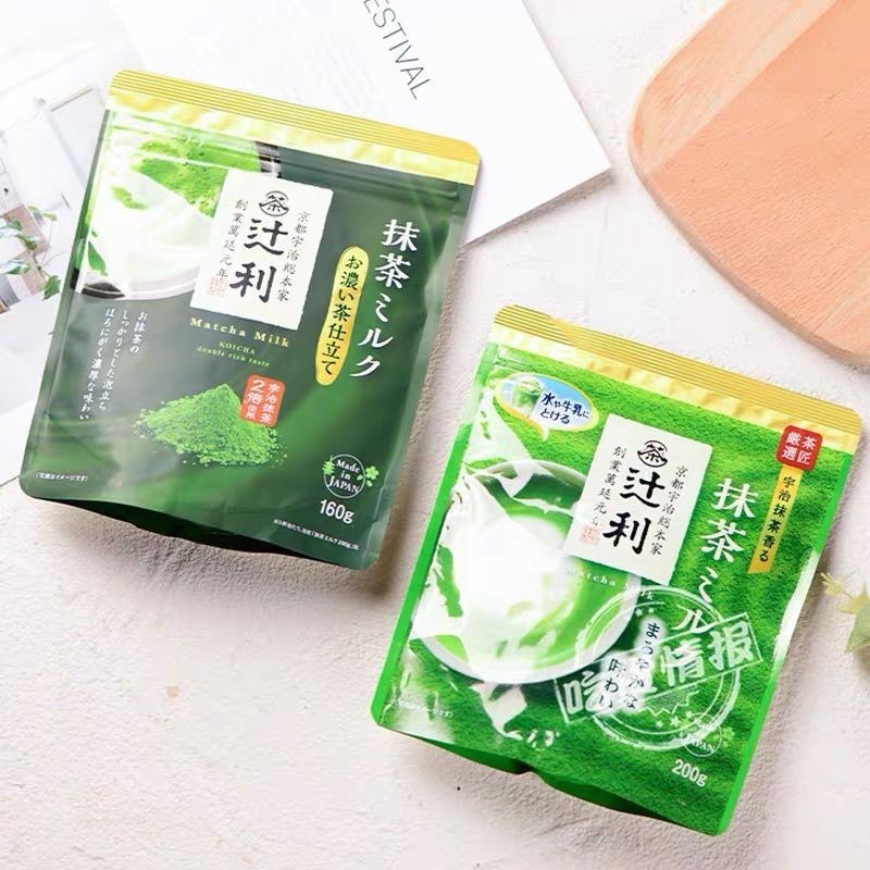 นําเข้า Tsujiri หนา Uji Matcha Milk Powder Kataoka Kyoto Matcha Latte Instant Powder เครื่องดื่มร้อน
