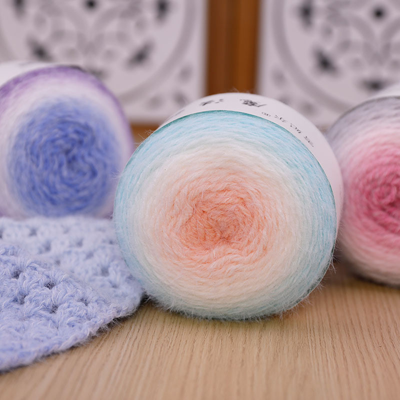 Feather Long Distance Gradient diy Hand-ทอตุ๊กตาเส้นด้ายผ้าพันคอผ้าห่มช่อดอกไม้