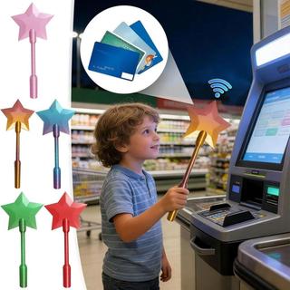 Non-contact Payment Card Holder, Portable Magic Wand Star Wand Tap To Pay Credit Card, Star Shape Retractable Printed Wand