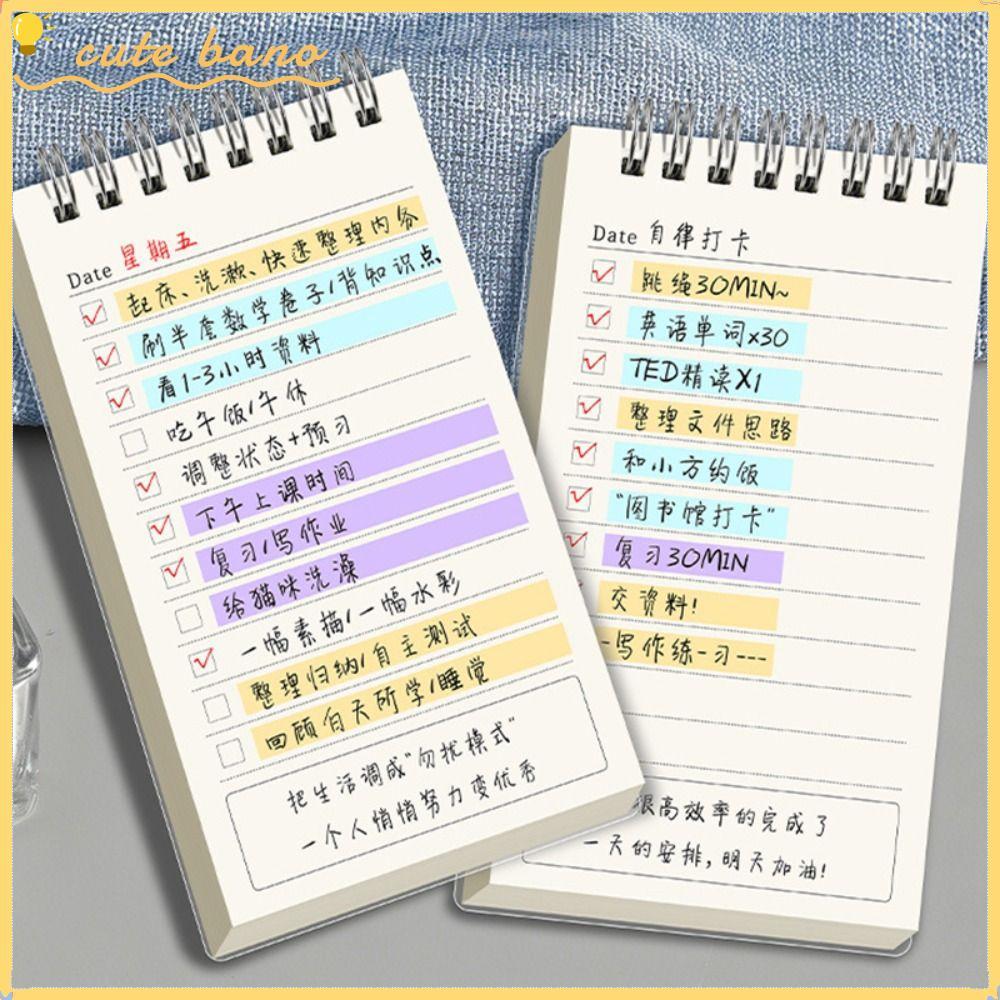 BANO 1 ชิ้นรายวัน To-Do List, A6 Portable Planner Notebook, Undated Self-Dispipline Checkbook Work&Study