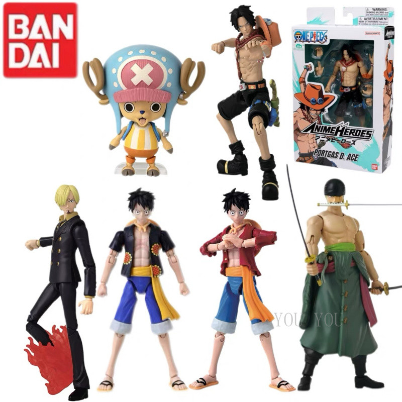 ของแท้ BANDAI ANIME HEROES วันพีช ฟิกเกอร์ข้อต่อ โซโร่ ลูฟี่ เอส ซันจิ โมเดลตกแต่ง ของเล่นสะสม -A322