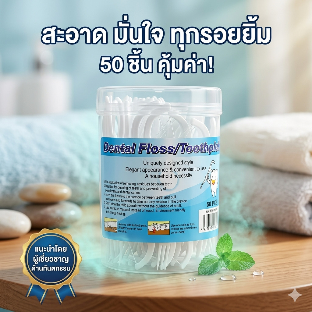 ชุดไหมขัดฟัน กระปุก 40 อัน ไหมขัดฟัน ที่แคะฟัน ไม้จิ้มฟัน