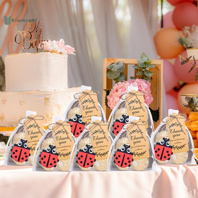 BRED 20 ชุด Ladybug Party Favors รวม 20 พวงกุญแจ,20 ขอบคุณแท็กและ 20 Goodie กระเป๋าสําหรับ Ladybug L