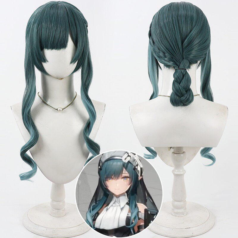 Arknights Endfield Seth Cosplay Wig Teal Green Chignon Hair