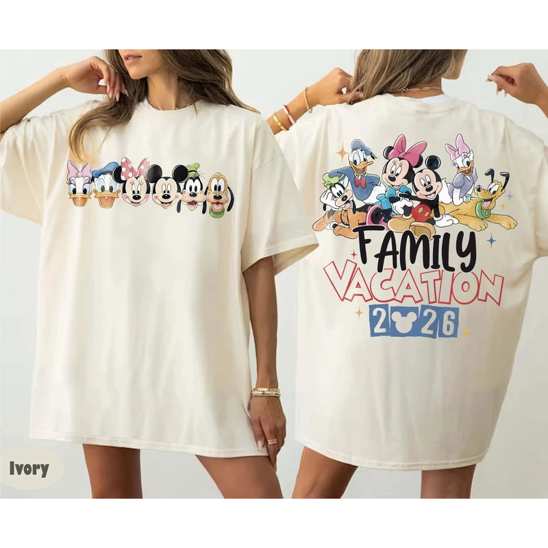 เสื้อยืด Disney 2026 Family Vacation, เสื้อยืด Disney Park Mickey and Friends Disney 2026 Family, เส