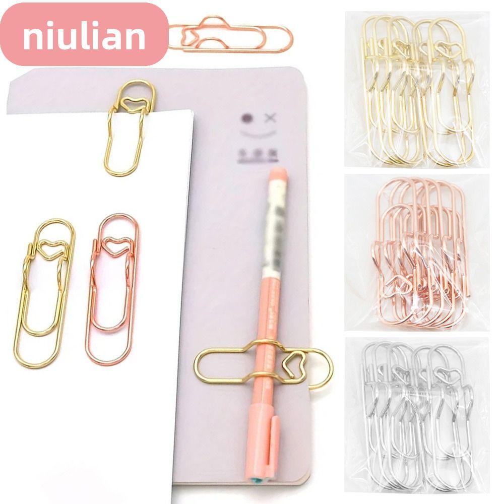 NIULIAN 5 ชิ้น/เซ็ตที่คั่น, Photo Memo เครื่องเขียนผู้ถือปากกาคลิป, โลหะสร้างสรรค์ DIY Ticket Pagination Mark