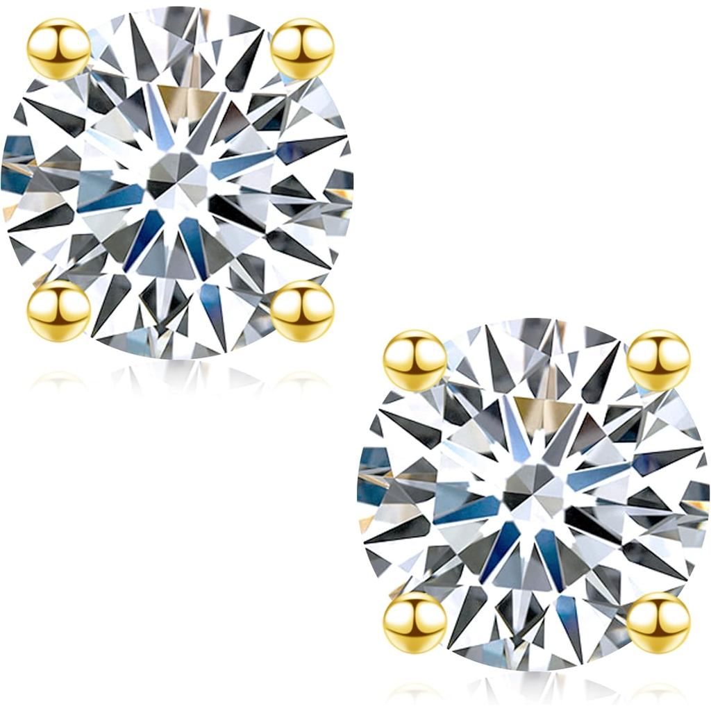 Moissanite ต่างหูสตั๊ดสกรูกลับ 3-10 มม.0.2ct-8.0ct 18K สีเหลือง Rose Gold Plated S925 เงินสเตอร์ลิงร