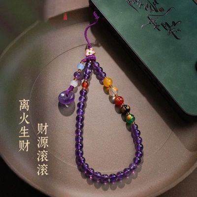 อเมทิสต์ห้าทางเทพเจ้าแห่งความมั่งคั่งโซ่โทรศัพท์มือถือเชือกเส้นเล็กจี้โชคดีสันติภาพโทรศัพท์มือถือจี้จี้ฝันคริสตัลโชคดีเชือกโทรศัพท์มือถือของขวัญหญิงใส่