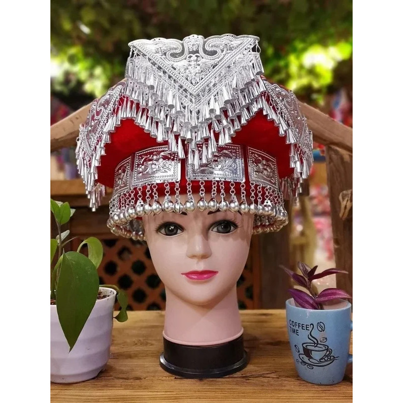 หมวก ยูนนานกุ้ยโจว Miao Yao Dong ผ้าโพกศีรษะ Tujia performance headdress เสื้อผ้าอุปกรณ์เสริม