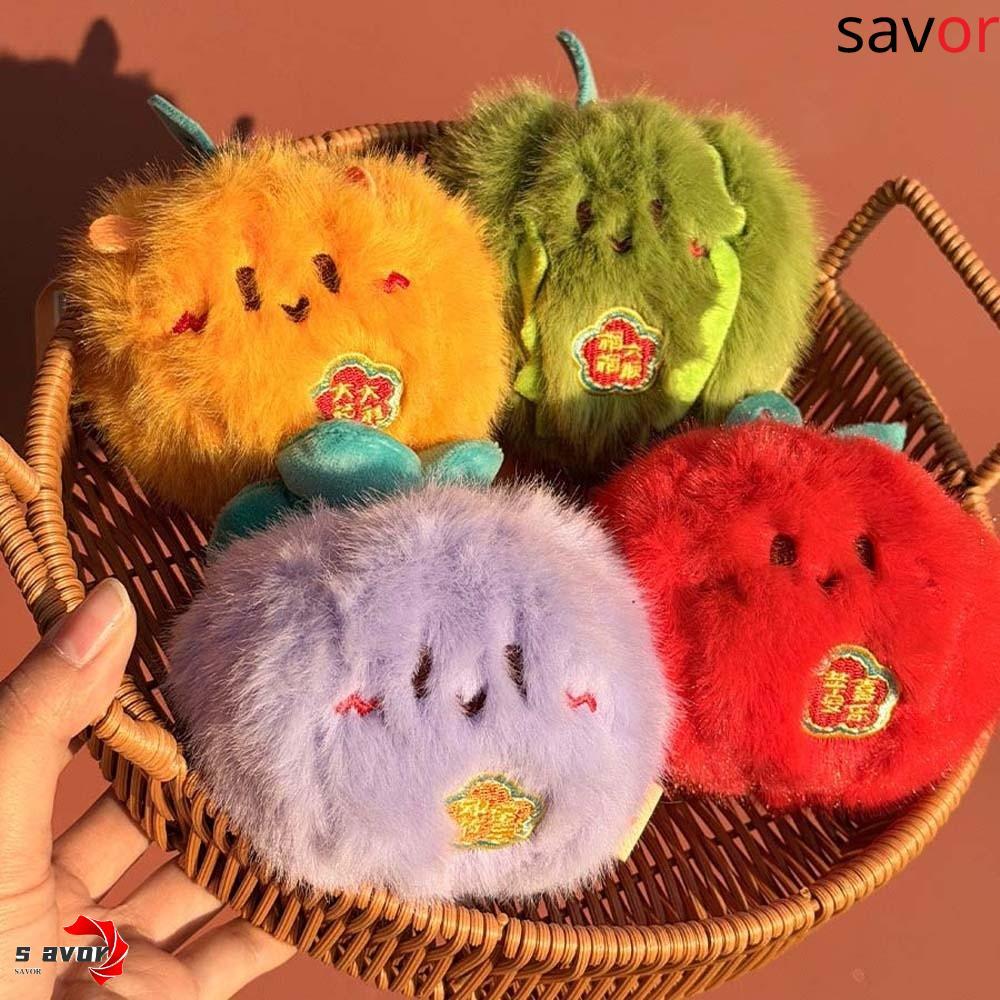 CHROM Creative Tangerine Key Ring, Durian Mangosteen Peeled Fruit Key Chain, Creative Cute Cartoon P