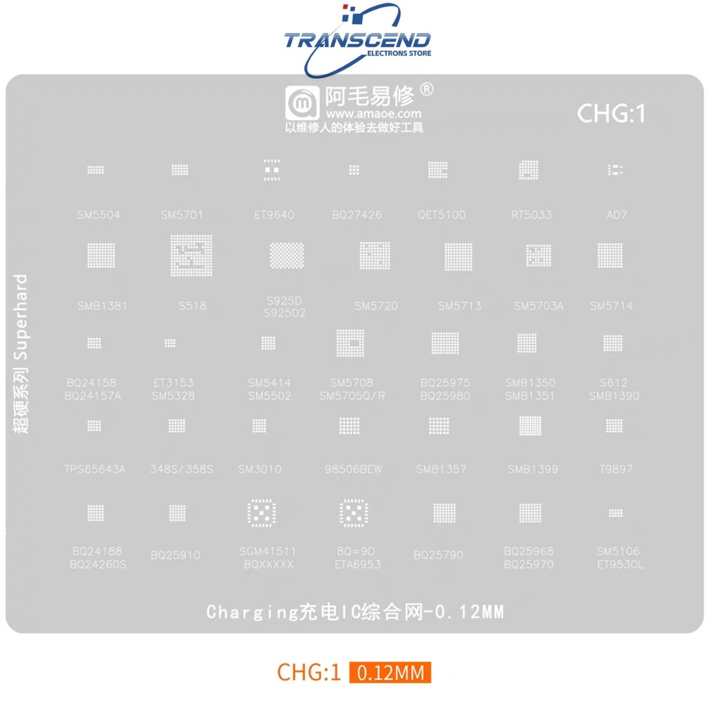 CHG1 ชาร์จ Reballing Stencil สําหรับ SM5504 SM5502 SM5414 SM5701 SM5713 SM5714 SM5720 BQ25970 BQ2598