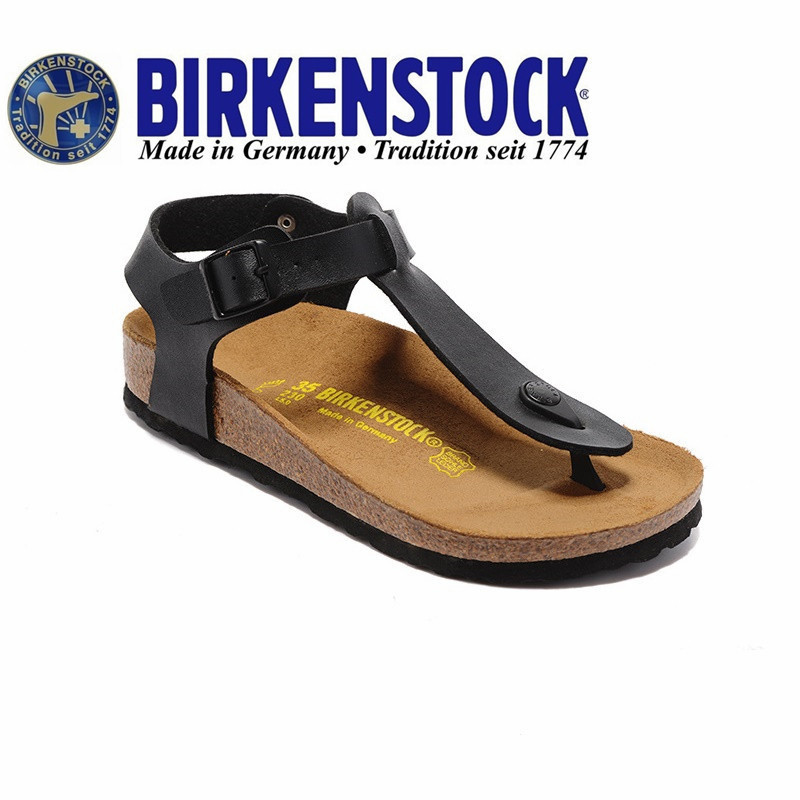 Birkenstock Cork รองเท้าแตะ Kario Black Matte Herringbone สําหรับผู้ชายและผู้หญิง 34-44