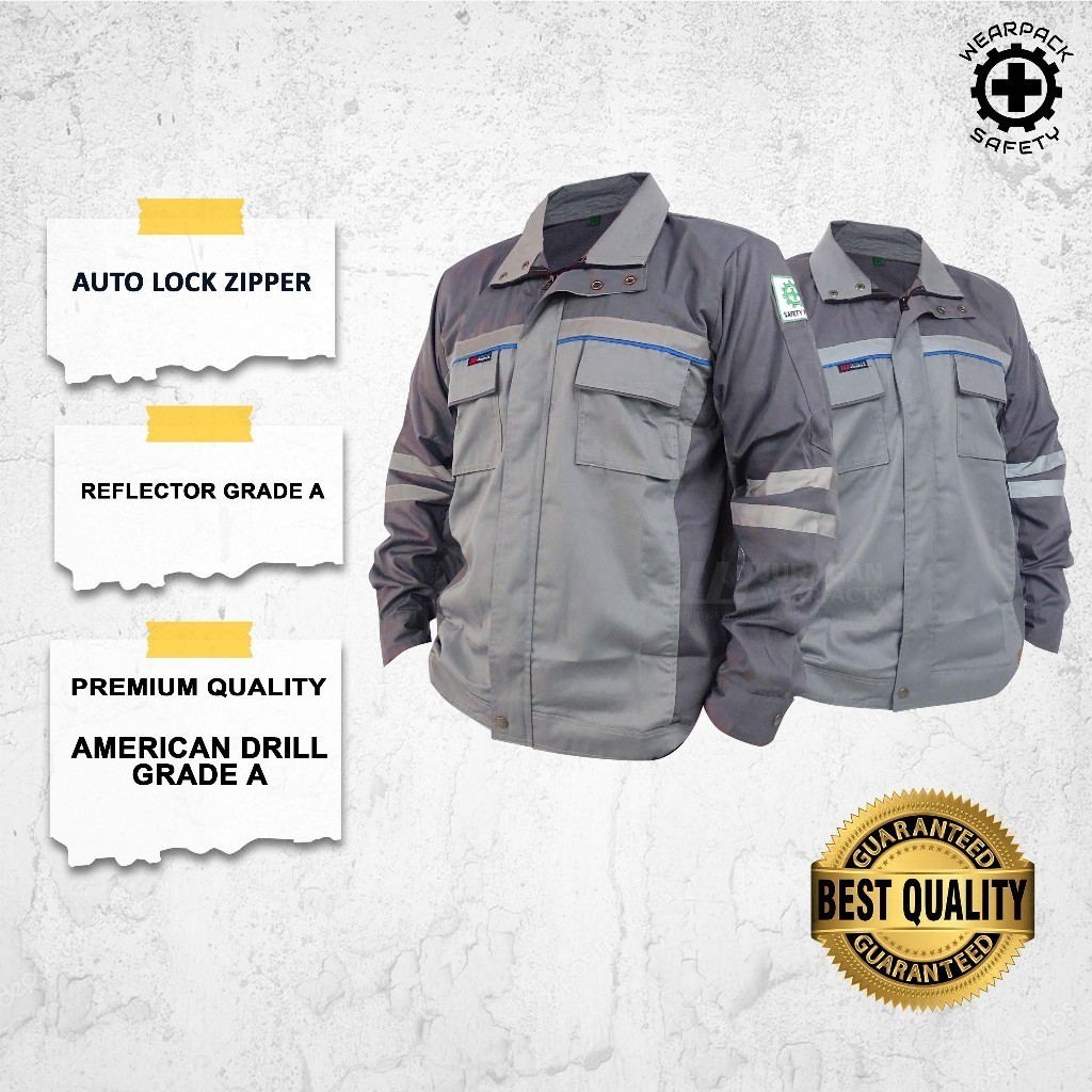 Semi-Jacket Safety Wearpack / Work Wearpack Top สีเทาอ่อนและสีเทาเข้ม