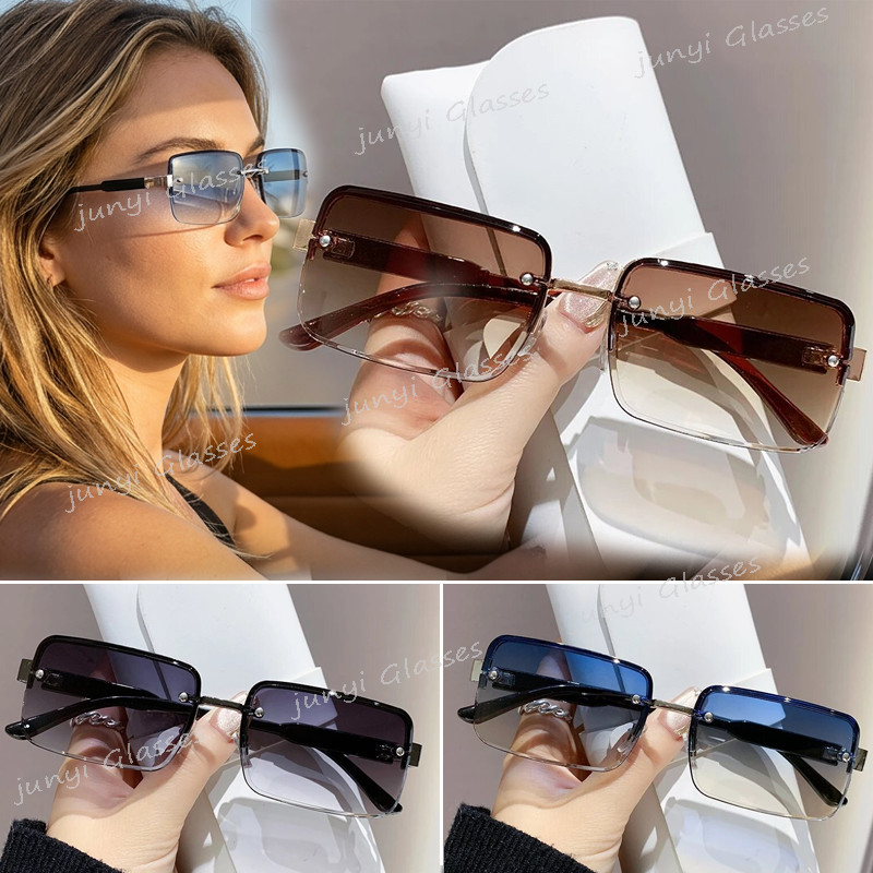 แว่นตากันแดกลาย Aviator กรอบโลหะทรงสี่เหลี่ยม สำหรับทั้งชายและหญิง ป้องกันแสงUV เหมาะสำหรับการใช้งานกลางแจ้ง