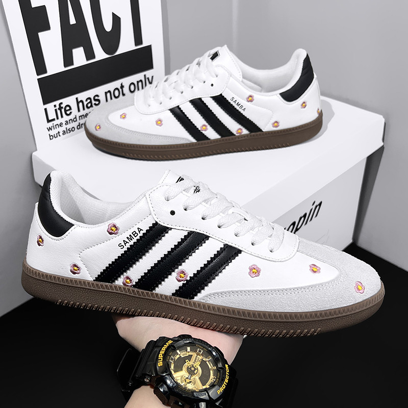 [ส่วนลดจํากัดเวลา+จัดส่งฟรี] samba Shoes samba Gazelle Pink Womens Shoes All-Match White Shoes Men C