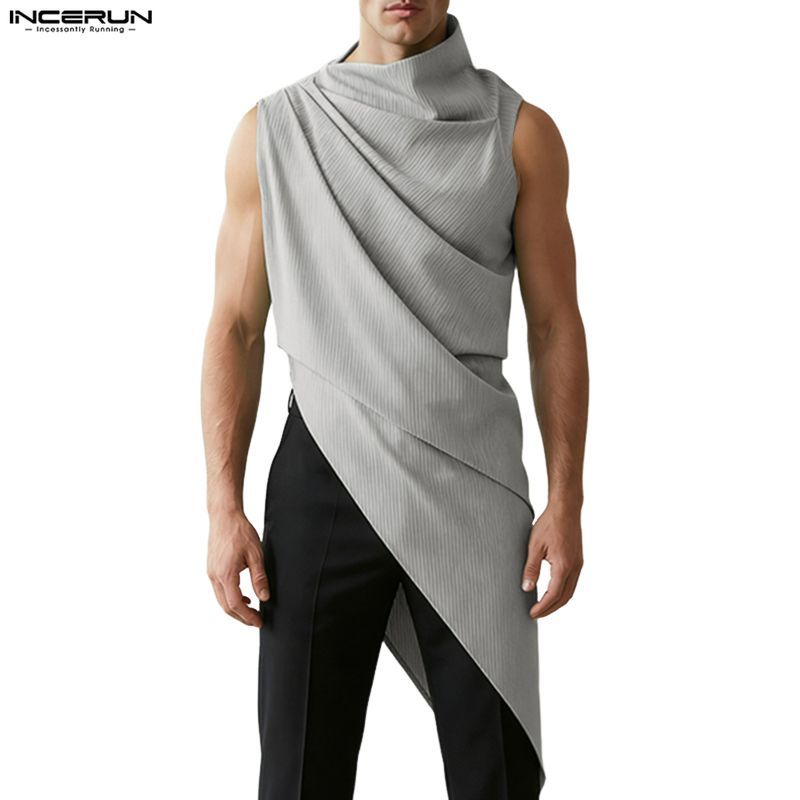INCERUN เสื้อกล้ามลายเฉียงสำหรับผู้ชาย