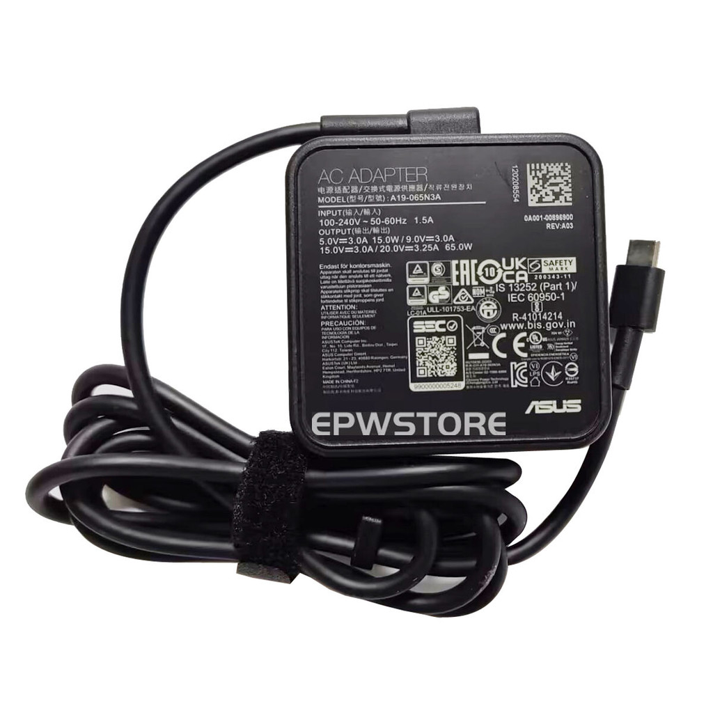 20V 3.25A 65W AC Adapter Charger สําหรับ ASUS Zenbook DUO UX8406CA-PS99T USB TYPE-C