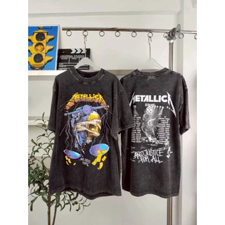 Slim-Fit | Oversize vintage เสื้อยืดโอเวอร์ไซส์ผู้ชาย ผ้าฟอกวินเทจ รวมลายเสื้อวง --88