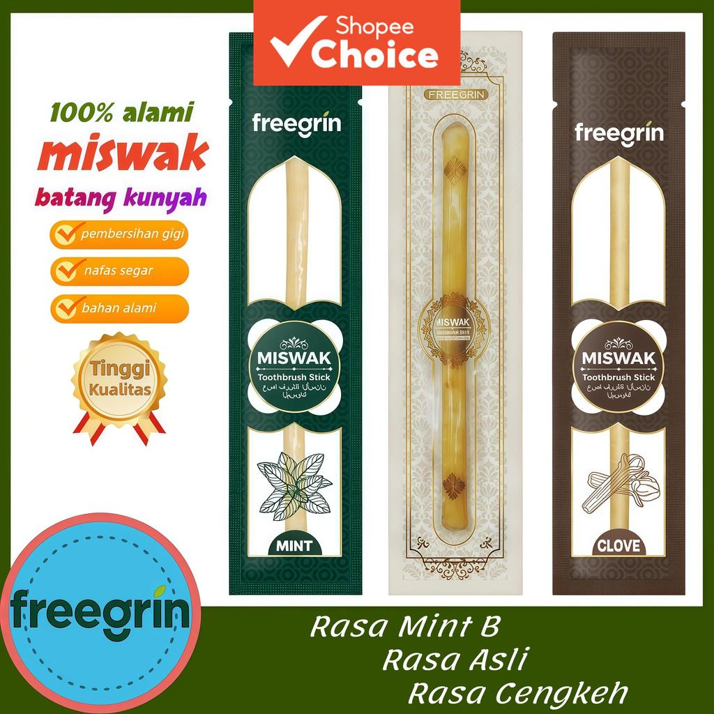 Freegrin Miswak Stick 3-Pack: Mint, Clove & Original for Fresh Breath & Oral Care