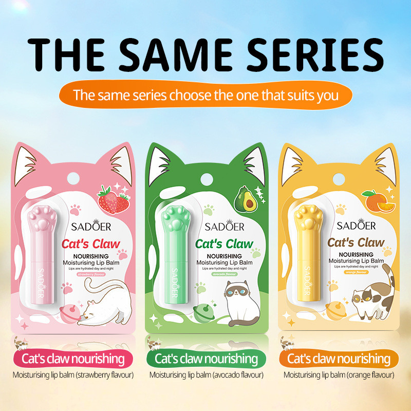 All English SADOER Cat Claw Nourishing Moisturizing Lip Balm 2.8g ลิปสติก Anti-Drying