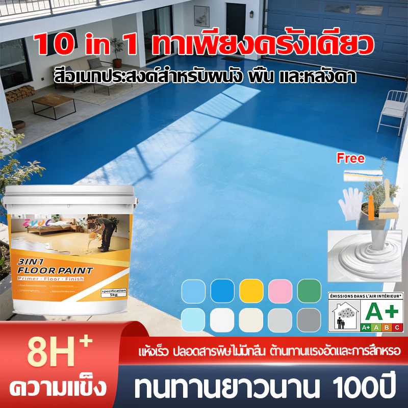 3in1 Epoxy paint สีทาพื้น กันน้ำ กันสนิม เงางาม เพิ่มความสวย บ้าน ร้านค้า ทำความสะอาดง่าย ครอบคลุมหลังคาและผนัง