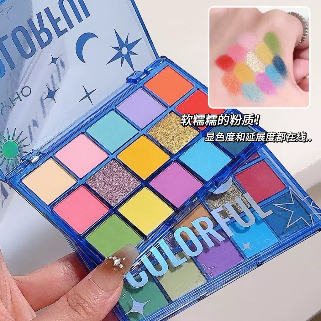 อายแชโดว์ตลับ สำหรับทำเล็บออมเบอรย  ผงขัดไล่สีออมเบร สำหรับแต่งเล็บ 1เซตมี16สี สินค้าพร้อมส่งจากไทย – โปรปัง