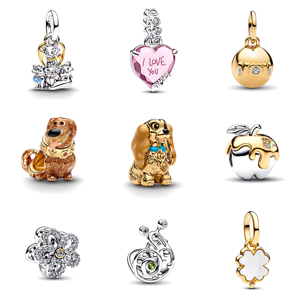เครื่องประดับ charm และลูกปัดสำหรับผู้หญิง เครื่องประดับสร้อยสีเงินตกแต่งสวยงาม เป็นของขวัญแฟชั่น