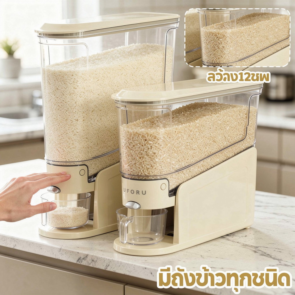ภาชนะเก็บข้าว Grain Dispenser Moisture Proof แมลง Slim Kitchen Minimalist